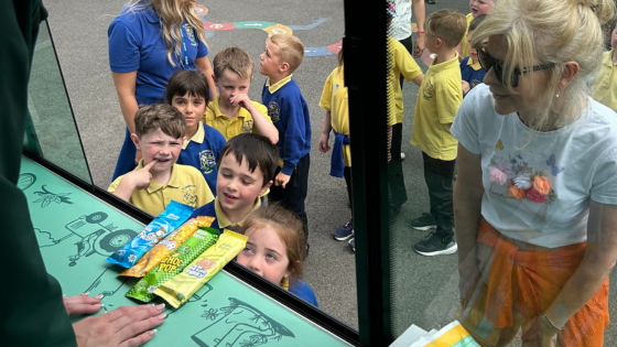 Kids at St Joseph’s Primary School enjoying Dale Farm Cool Crew Ice Lollies