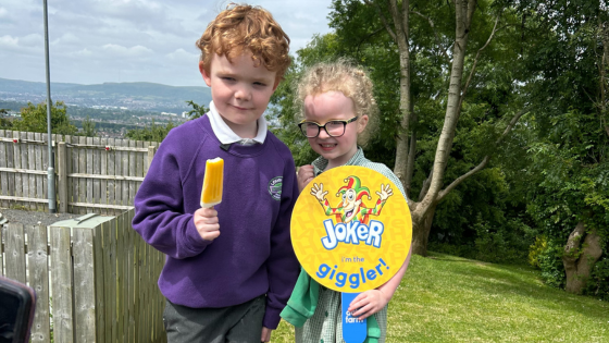 Kids at Loughview Integrated Primary & Nursery School enjoying Dale Farm Cool Crew Ice Lollies