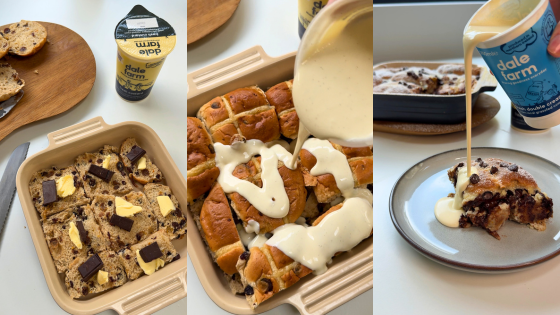 Hot Cross Bun Bread and Butter pudding