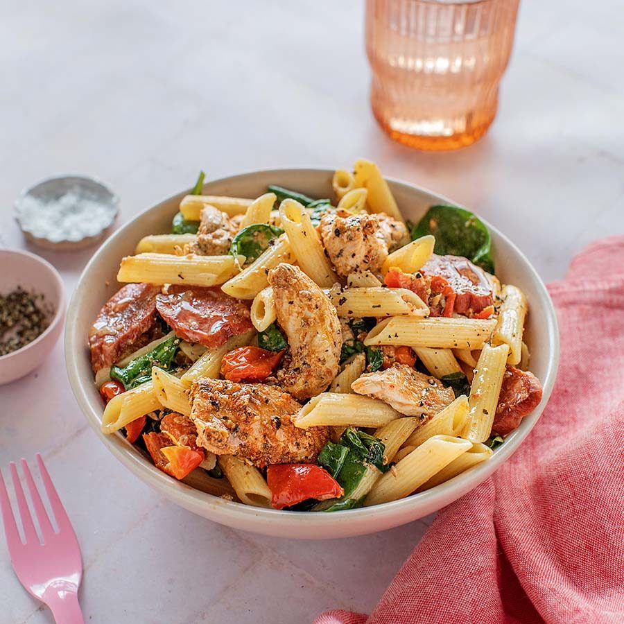 Creamy chicken chorizo sundried tomato pasta