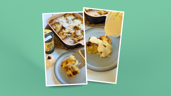 Cinnamon Bun Pudding with Dale Farm Custard