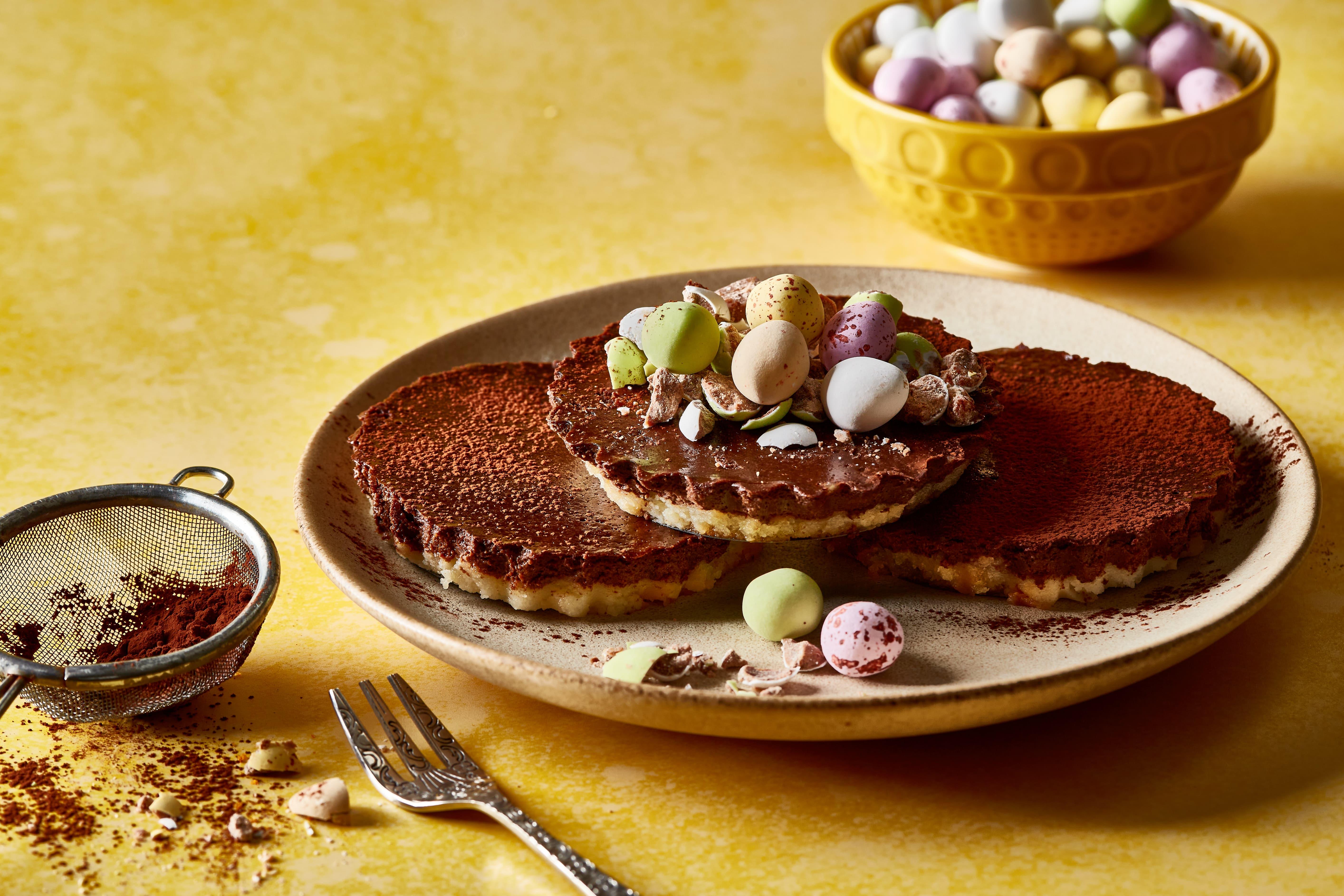 Easter Mini baked chocolate cheesecakes with praline recipe