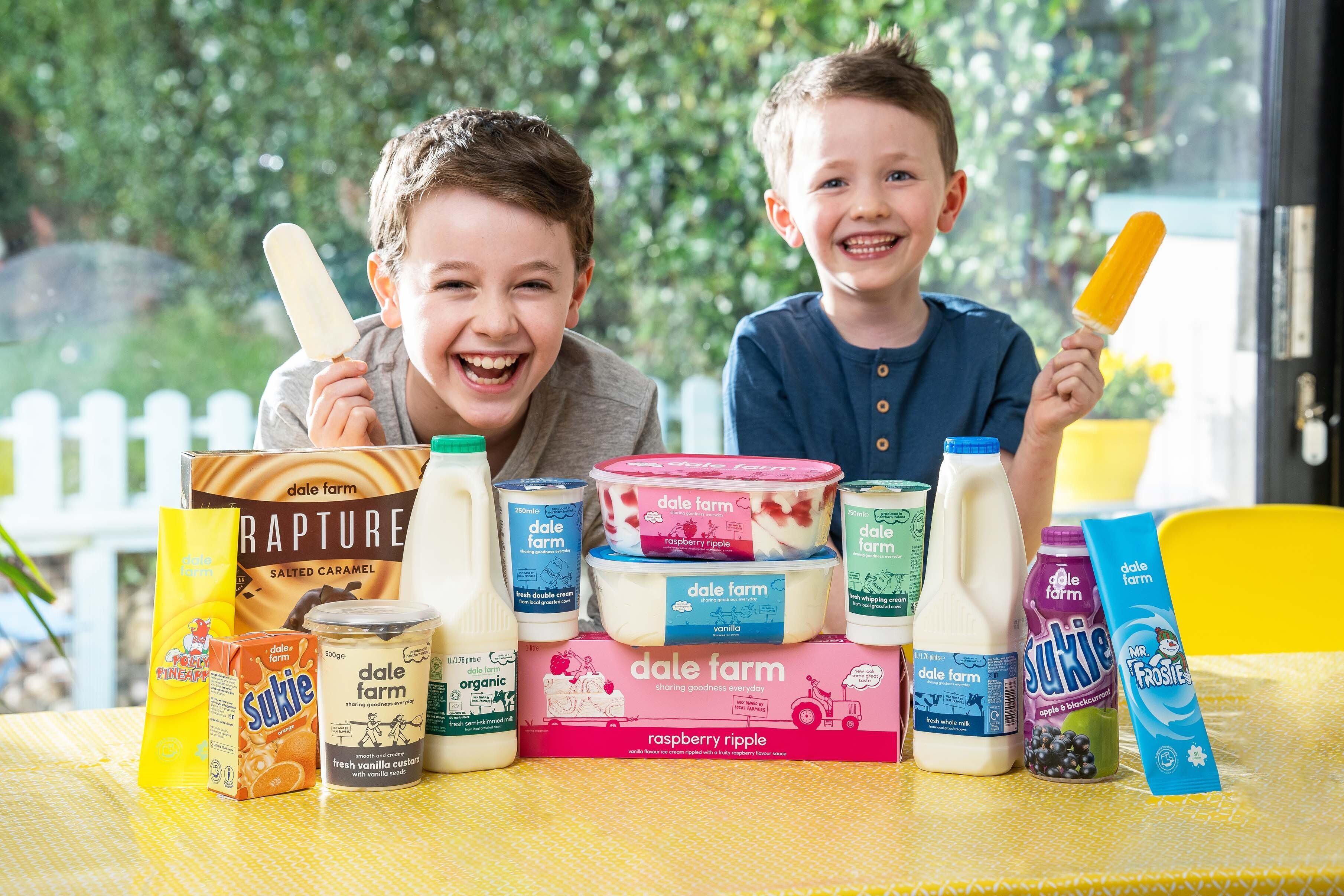 Children with dale farm products